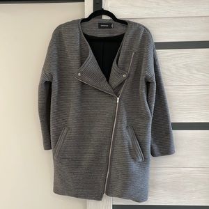 MINKPINK Gray ribbed jersey cardigan with silver hardware